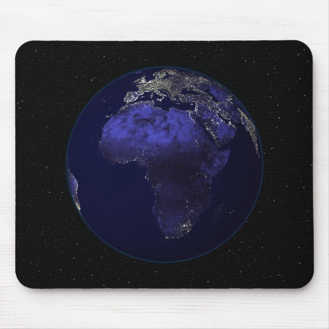 Full Earth at night showing Africa and Europe Mouse Pad (Front)