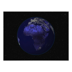 Full Earth at night showing Africa and Europe Photo Print