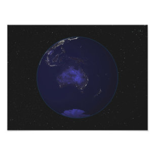 Full Earth at night showing city lights 2 Photo Print