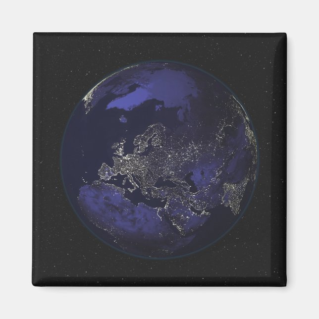 Full Earth at night showing city lights 3 Magnet (Front)