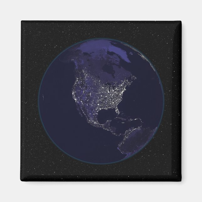Full Earth at night showing city lights 4 Magnet (Front)