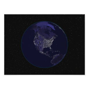 Full Earth at night showing city lights 4 Photo Print