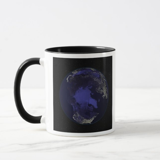 Full Earth at night showing city lights 5 Mug (Left)