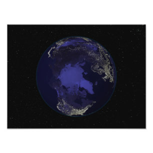Full Earth at night showing city lights 5 Photo Print