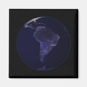 Full Earth at night showing city lights 6 Magnet