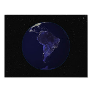 Full Earth at night showing city lights 6 Photo Print