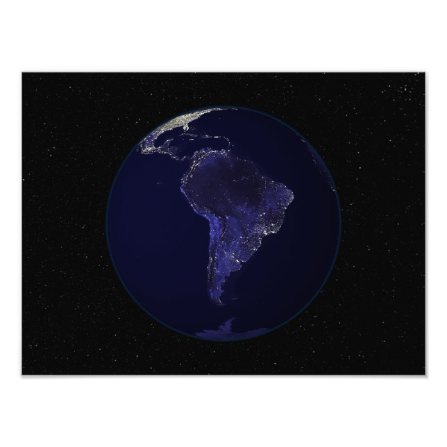 Full Earth at night showing city lights 6 Photo Print (Front)