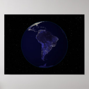 Full Earth at night showing city lights 6 Poster