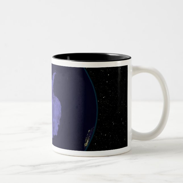 Full Earth at night showing city lights 7 Two-Tone Coffee Mug (Right)