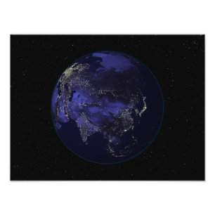 Full Earth at night showing city lights Photo Print