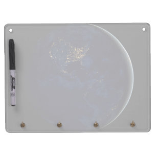 Full Earth At Night With City Lights Of Americas Dry Erase Board With Key Ring Holder