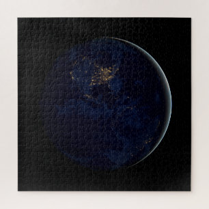 Full Earth At Night With City Lights Of Americas Jigsaw Puzzle
