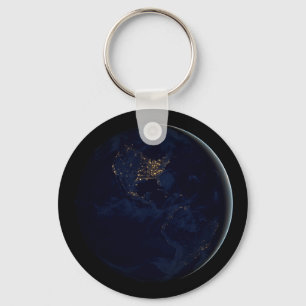 Full Earth At Night With City Lights Of Americas Key Ring