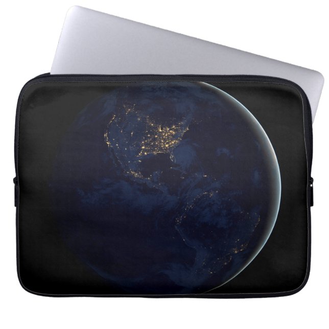 Full Earth At Night With City Lights Of Americas Laptop Sleeve (Front)