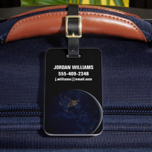 Full Earth At Night With City Lights Of Americas Luggage Tag