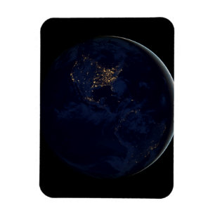 Full Earth At Night With City Lights Of Americas Magnet