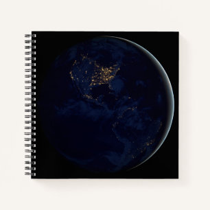 Full Earth At Night With City Lights Of Americas Notebook
