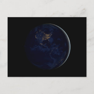 Full Earth At Night With City Lights Of Americas Postcard