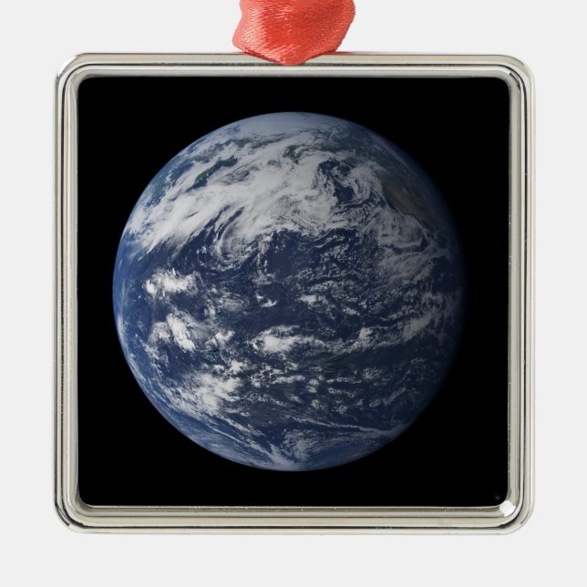 Full Earth centred over the Pacific Ocean Metal Tree Decoration (Front)