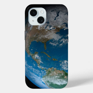 Full Earth Featuring North And South America. iPhone 15 Case