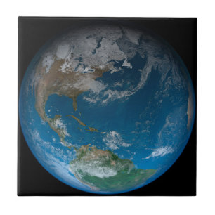 Full Earth Featuring North And South America. Ceramic Tile