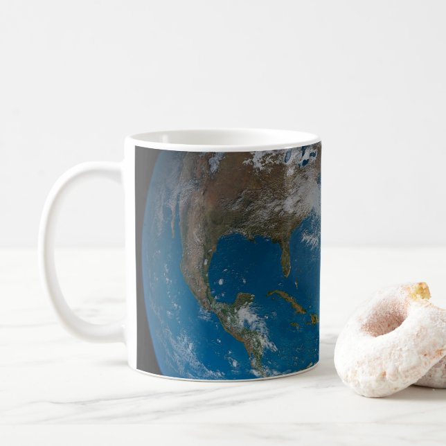 Full Earth Featuring North And South America. Coffee Mug (With Donut)