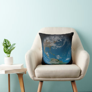 Full Earth Featuring North And South America. Cushion
