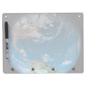 Full Earth Featuring North And South America. Dry Erase Board With Key Ring Holder