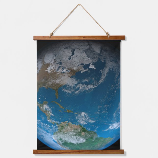 Full Earth Featuring North And South America. Hanging Tapestry (Front)