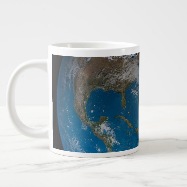Full Earth Featuring North And South America. Large Coffee Mug (Left)