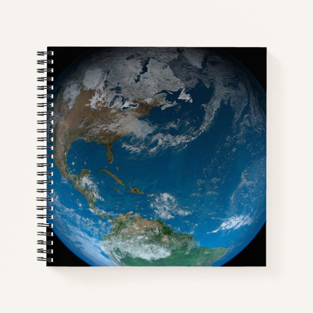 Full Earth Featuring North And South America. Notebook (Front)