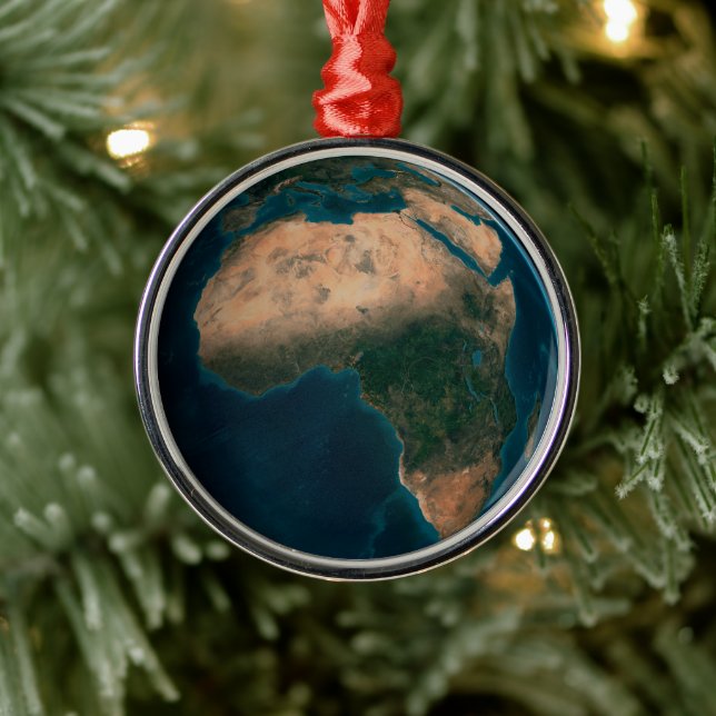 Full Earth From Space Above The African Continent. Metal Ornament (Tree)