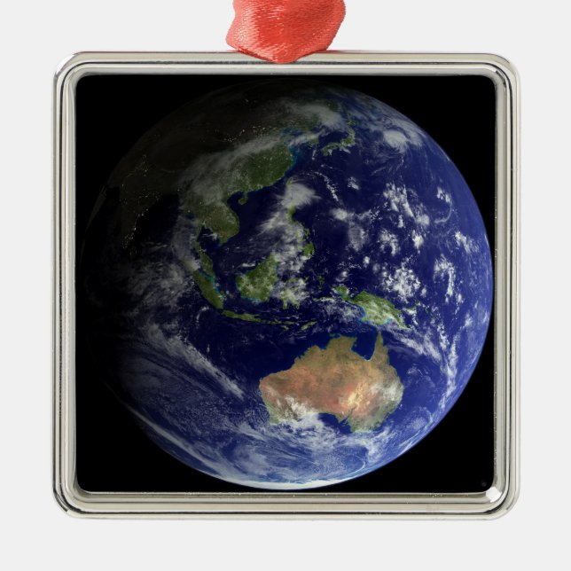 Full Earth from space showing Australia Metal Tree Decoration (Front)