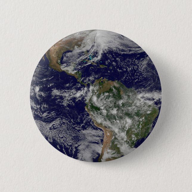 Full Earth Showing A Powerful Winter Storm. 6 Cm Round Badge (Front)