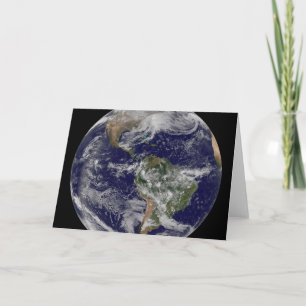 Full Earth Showing A Powerful Winter Storm. Card