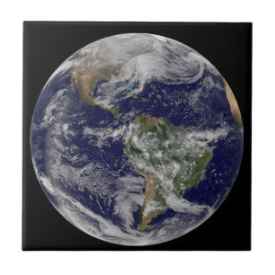 Full Earth Showing A Powerful Winter Storm. Ceramic Tile