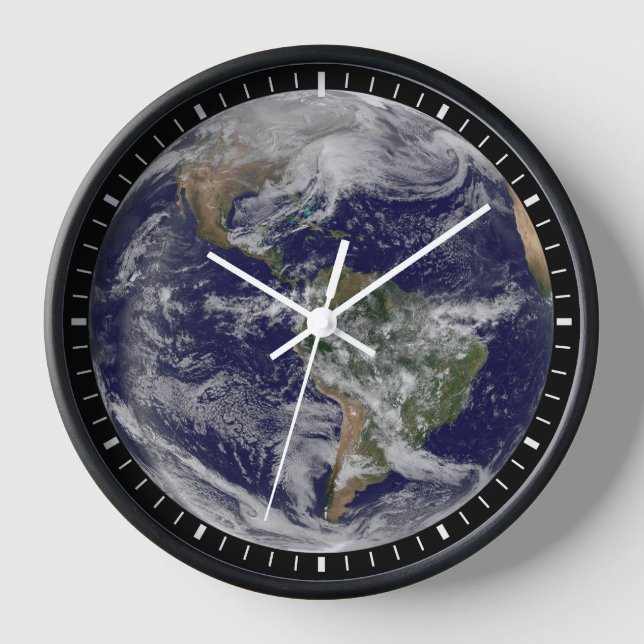 Full Earth Showing A Powerful Winter Storm. Clock (Front)