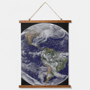 Full Earth Showing A Powerful Winter Storm. Hanging Tapestry