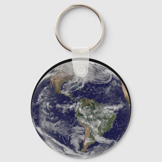 Full Earth Showing A Powerful Winter Storm. Key Ring (Front)