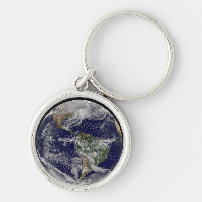 Full Earth Showing A Powerful Winter Storm. Key Ring (Front)