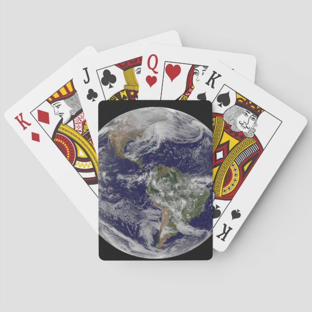 Full Earth Showing A Powerful Winter Storm. Playing Cards (Back)