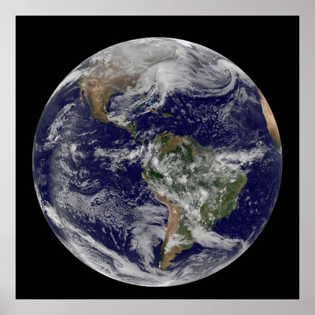 Full Earth Showing A Powerful Winter Storm. Poster (Front)