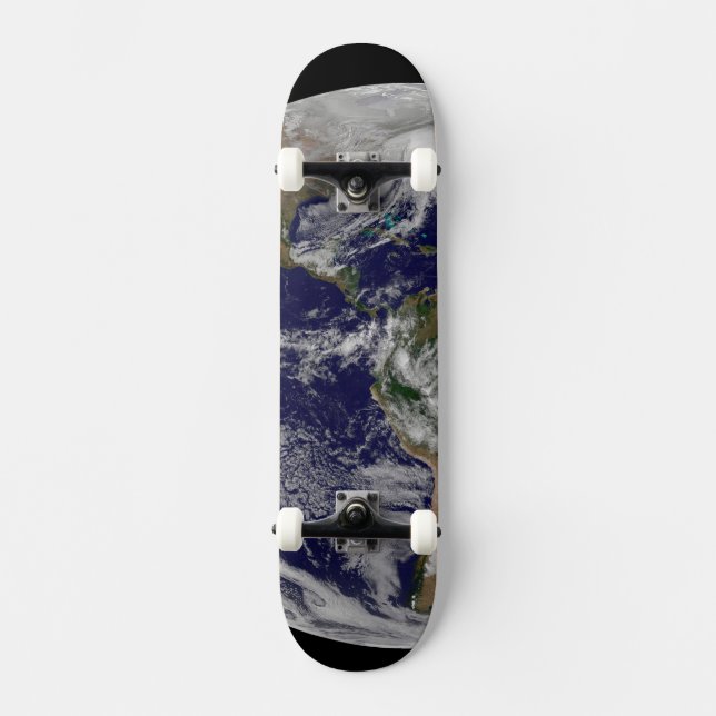Full Earth Showing A Powerful Winter Storm. Skateboard (Front)