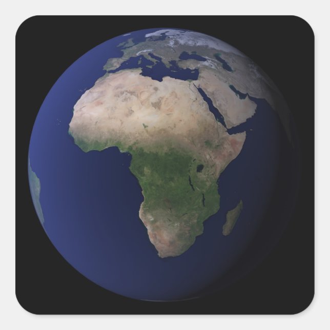 Full Earth showing Africa, Europe, &  Middle Ea Square Sticker (Front)