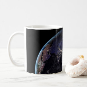 Full Earth Showing City Lights Of Asia At Night. Coffee Mug