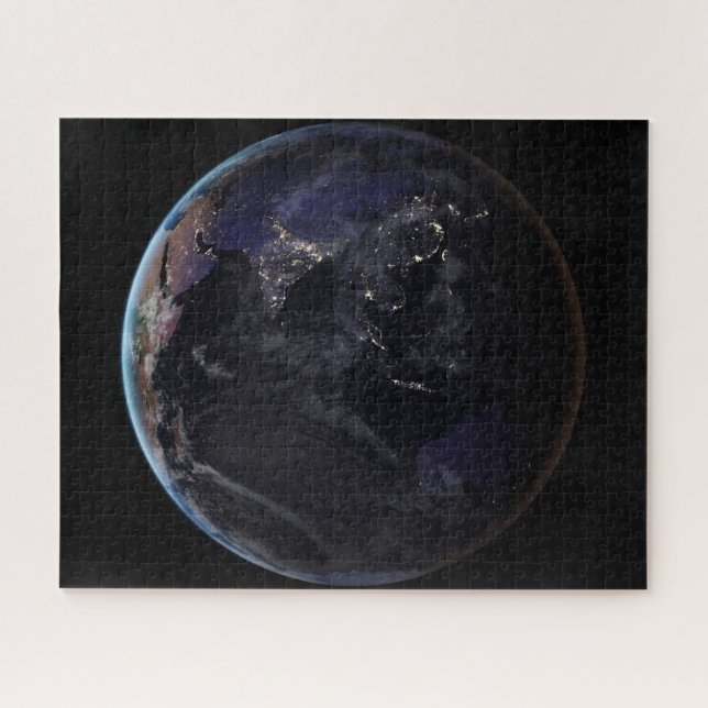 Full Earth Showing City Lights Of Asia At Night. Jigsaw Puzzle (Horizontal)