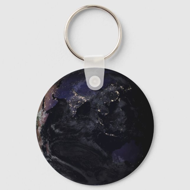 Full Earth Showing City Lights Of Asia At Night. Key Ring (Front)