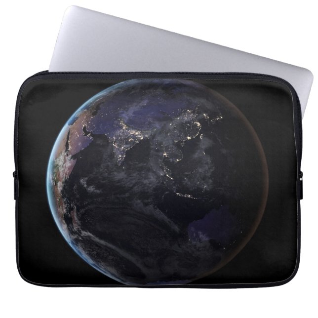 Full Earth Showing City Lights Of Asia At Night. Laptop Sleeve (Front)
