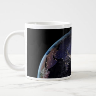 Full Earth Showing City Lights Of Asia At Night. Large Coffee Mug
