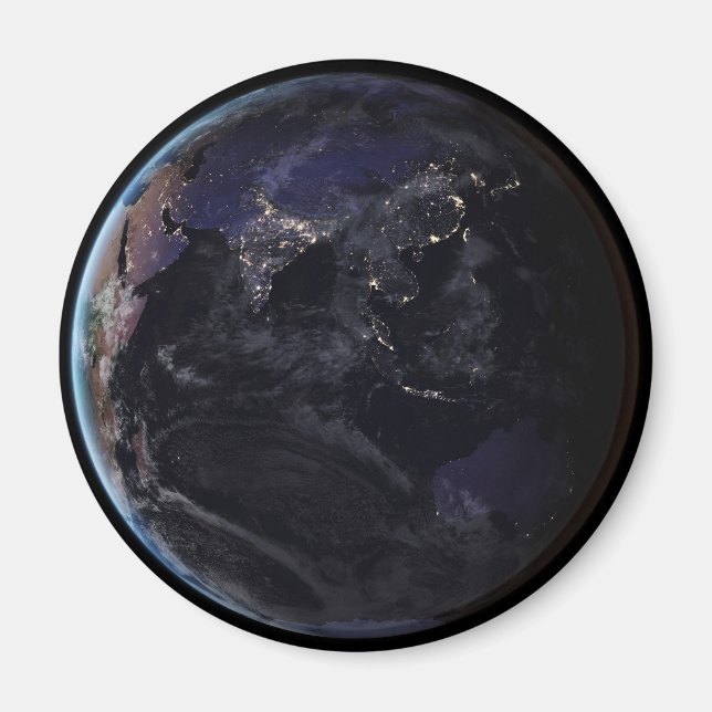 Full Earth Showing City Lights Of Asia At Night. Magnet (Front)